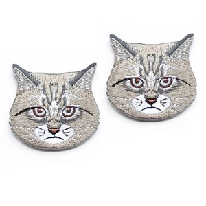 2pcs Brooch Pin Embroidery Cartoon Lifelike Siberian Forest Cat Children Unique - Picture 1 of 4