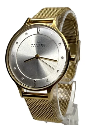 RELOJ SKAGEN DENMARK SKW2150 TONO DORADO ACERO CRISTALES SWAROVSKI BANDA MALLA DAMAS Foto 1 de 4