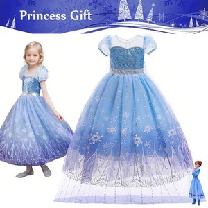 Frozen Elsa Princess Costume Girls Kids Fancy Dress Up Outfit Birthday PartyGift - Picture 1 of 13