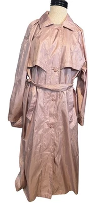VTG 80’s Totes Coat Long Parachute Packable Rain Coat Soft Pink Womens Size 14 - Image 1 of 3