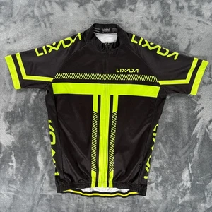Lixada Cycling Jersey XL Black Neon Green Short Sleeve Full Zip Reflective - Picture 1 of 8
