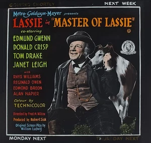 MASTER OF LASSIE 1948 CINEMA THEATRE MOVIE FILM AD Vintage Magic Lantern Slide - Picture 1 of 5
