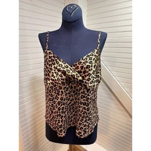 Vintage Kathryn cami top donna media stampa leopardo cinturini regolabili Deep-V - Foto 1 di 9