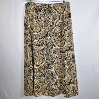 Maxi Falda Lane Bryant Talla 18/20 Tostada Negra Cachemira Boho Fluida Campesina Casa de Campo Foto 1 de 4