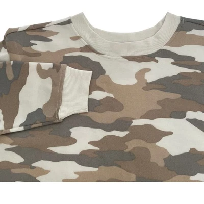 Sudadera con Estampado Camafeo Cuello Redondo Pullover Informal Cómoda Todos los Días Top Talla M Foto 1 de 4