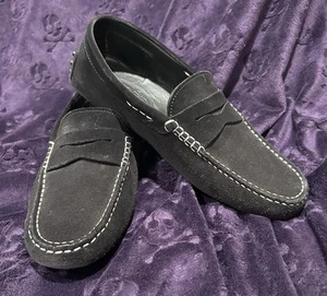 TODS Penny Loafers Men’s 6.5 Black Suede Driving Slip On Super-Rad Shoes! - Picture 1 of 16