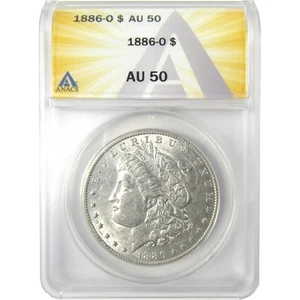 1886 O Morgan Dollar AU 50 ANACS Silver $1 Coin SKU:I19272 - Picture 1 of 4