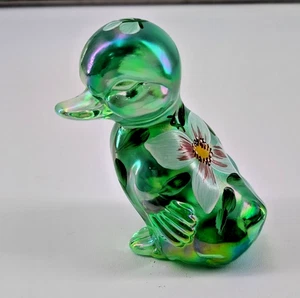 FENTON grünes GLAS ENTE ENTLEIN handbemalt grün - Bild 1 von 7