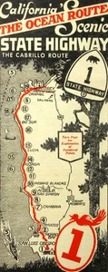 California Pacific Coast Highway Map Travel Brochure Guide Cambria Big Sur 1950s - Picture 1 of 7