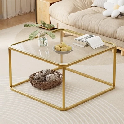 Coffee Table Glass, Minimalist Square Tables for Living Room, Modern Center T... - Image 1 of 4