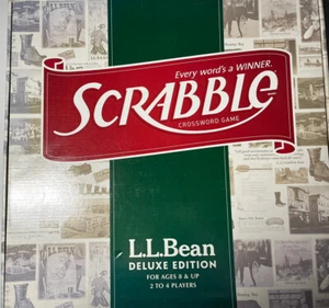 2009 Scrabble L. L. Bean Deluxe Edition Rotating Board Box Wood NEW Sealed - Picture 1 of 6