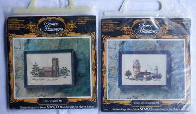 Semco Miniatures The Church #779 & The Lighthouse #778 Crewel Kits ~ NIP - Image 1 of 4