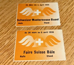 2 Vintage Basel Switzerland SCHWEIZER MUSTERMESSE BASEL Cinderella Stamps #2 - Picture 1 of 2