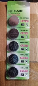 Skoanbe CR2450 3 Volt 5-pack Cell Button Batteries  NEW BUB 12 /2028 - Picture 1 of 2