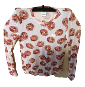 Victoria’s Secret PINK Womens Long Sleeve Doughnut Sleepwear Pajama Top Small - Picture 1 of 7