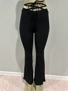 Leggings size Medium flared Black bell bottom high rise new v shaped - Picture 1 of 4