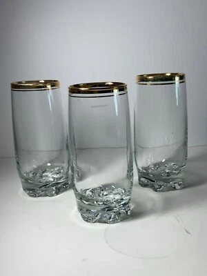 Conjunto de 3 copos de vidro parisienses Circleware Highball com faixas de ouro 6 pol. - Imagem 1 de 4