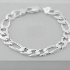 Men's 9" Sterling Silver 925 Figaro Chain,Bracelet 10mm Width 25g + BOX - Picture 1 of 2