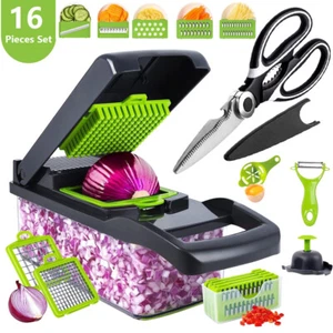 16-In-1 Vegetable Fruit Chopper Cutter Food Onion Veggie Dicer Slicer Kitchen - Picture 1 of 28