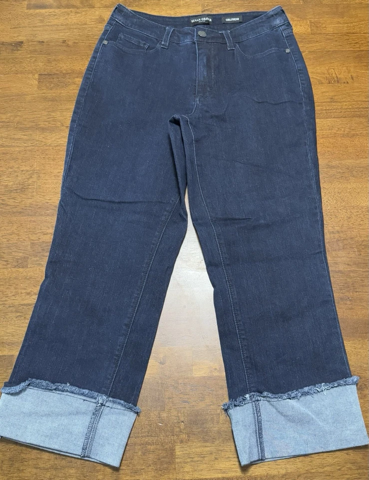 Capris de mezclilla elástica Susan Graver lavado oscuro talla 4 nuevo Foto 1 de 1