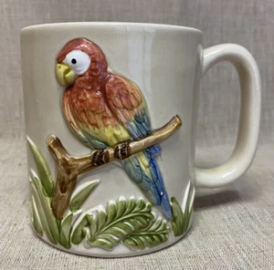 Vintage OTAGIRI 1980 3D 3-Dimentional Parrot on Branch 4.5" Coffee Mug - Picture 1 of 8