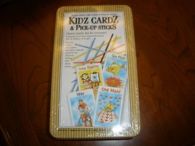 NEW Kidz Cardz & Pick-up Sticks Classic Family Games in Tin - Image 1 of 3