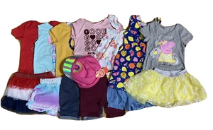 new BIG LOT 14 pcs GIRL 24M 2T summer clothes shorts t-shirts dress set outfits - Picture 1 of 16