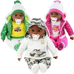 20" Lifelike Large Ethnic Black Baby Doll BIBI Girls Boys Toy, Dummy & Sounds - Picture 1 of 15