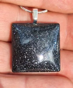 Specular Hematite Pendant With 18 in Silver Chain - Hand Made - Hematite Powder - Picture 1 of 4