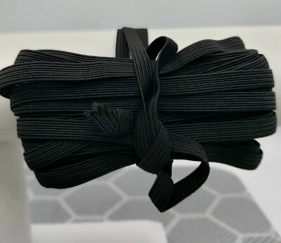 10 Yards 1/4” Elastic Band Trim - BLACK 1/4 inch 6 mm * Ideal for DIY Face Mask! - Image 1 of 4