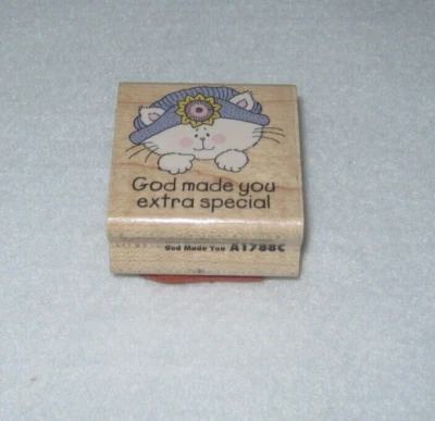 Rubber Stampede - Rubber Stamp - "God Made You Extra Special" - With Kitty - Image 1 of 2