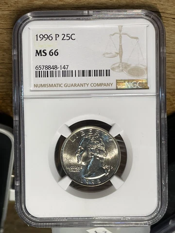 1996 P Washington 25c, NGC Graded MS 66, 147 Cover