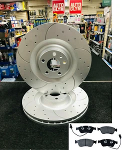FOR AUDI A8 3.7 4.0 4.2 6.0 TDI QUATTRO FRONT DRILLED GROOVED BRAKE DISCS & PADS - Picture 1 of 3