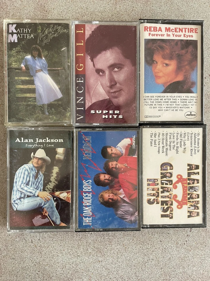Vintage Cassette Singles Lot of 6 Country Music Alabama, Reba, Vince, Alan, Oak Foto 1 de 4