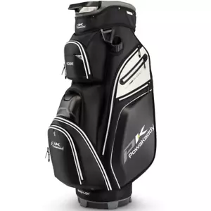 POWAKADDY 2025 EDGE PREMIUM PU LEATHER GOLF CART TROLLEY BAG - BLACK / WHITE - Picture 1 of 6