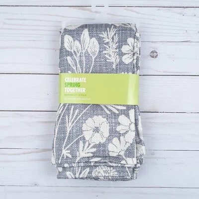 Juego de 4 servilletas de cena de tela tejidas flores de prado 19x19 gris marfil Foto 1 de 2