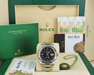 ROLEX 41mm 18kt White Gold & SS DateJust II Black Roman 116334 SANT BLANC - Picture 1 of 10