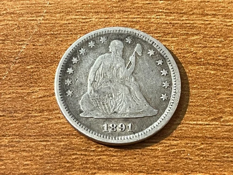 1891 Quarter Seated Liberty  Silver Cover