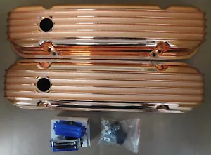Summit 440419CPR Pontiac Aluminum Valve Covers W/Hdw, Tall, Baffles, Copper, Pr - Picture 1 of 4