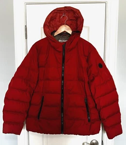 Michael Kors Mens XL Premium Down Puffer  Hooded Jacket - Orange - Picture 1 of 6
