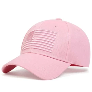 Pink American Flag Embroidered Low Profile Baseball Cap US Flag Hat Adjustable - Picture 1 of 2
