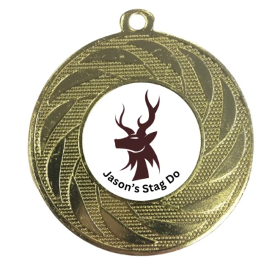 1ST PLACE 4 TROPHIES Stag Do personalisierte Gold maßgeschneiderte Medaille Auszeichnung 50 mm KOSTENLOSE Bandgravur & UK P&P