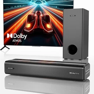Sound Bar with subwoofer Dolby Atmos 2.1CH Wireless Bluetooth 3D Surround Sound - Picture 1 of 9