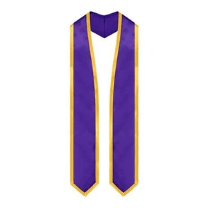 Endea Graduation Purple/Gold Plain Graduation Stole With Trim Color - Picture 1 of 9