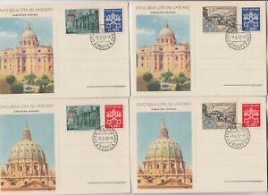VATICAN 1952 4x official pictorial postal cards UP-RATED CITTA DEL VATICANO cds