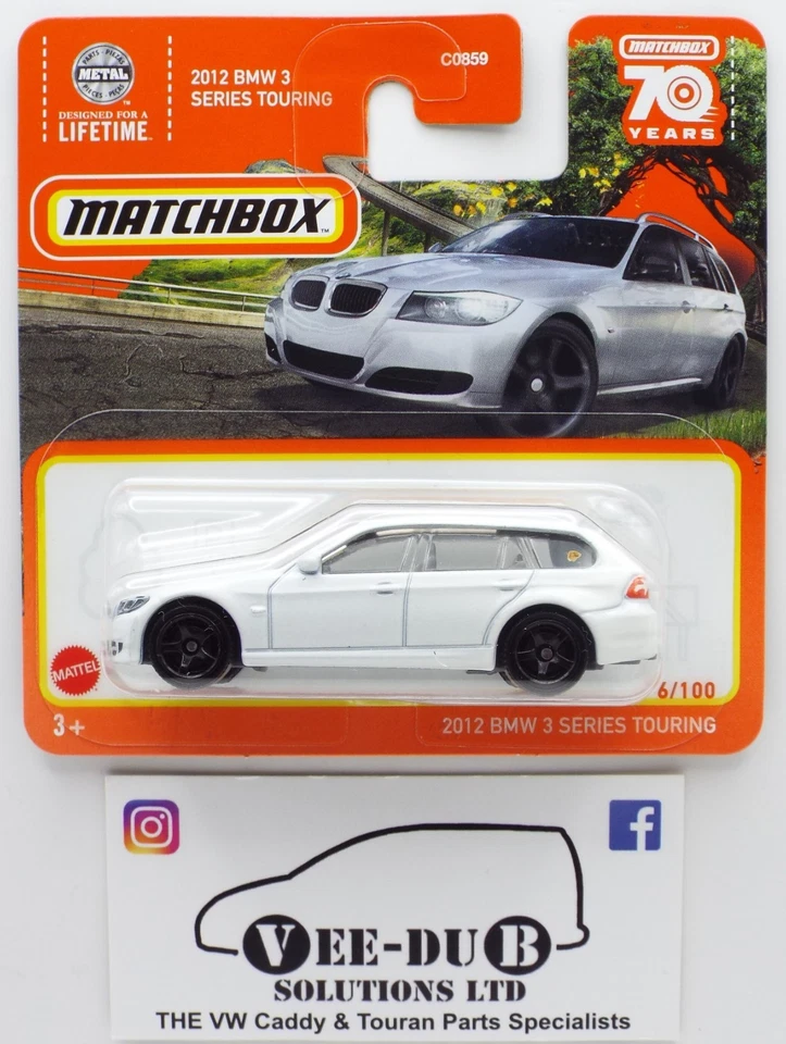 Matchbox 2012 BMW 3 Series Touring White 2023 Mattel NEW Short Card HLC71