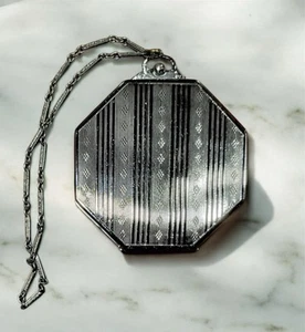 Elgin American EAM Dance Compact 1920s Wrist Chain Powder Rouge Mirror Collector - Bild 1 von 24