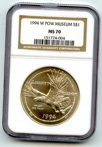 1994 W POW Museum Silver Dollar NGC MS70 - GC378 - Picture 1 of 2
