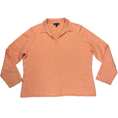 Lands' End Women’s XL Cashmere  Polo Sweater Orange - Image 1 of 4