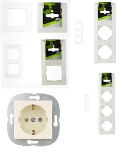 REV Quadro cremeweiß Schalter Taster Steckdose Rahmen Dimmer Variation - Bild 1 von 6